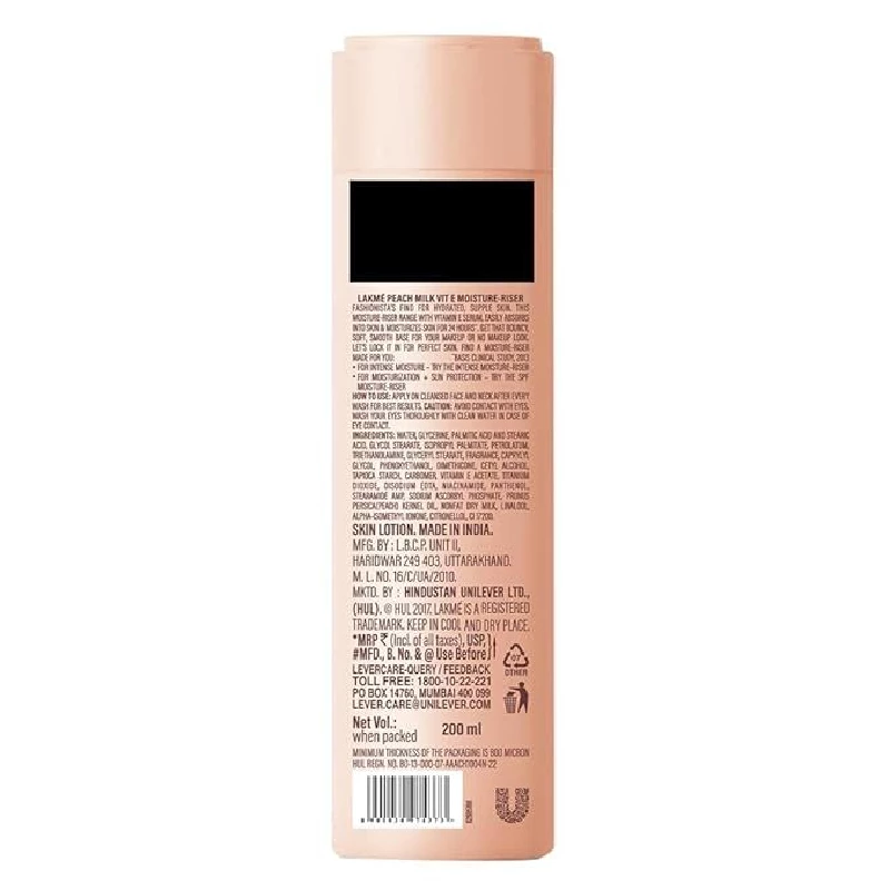 Lakme Peach Milk Moisturizer Body Lotion, 200 ml-2.webp